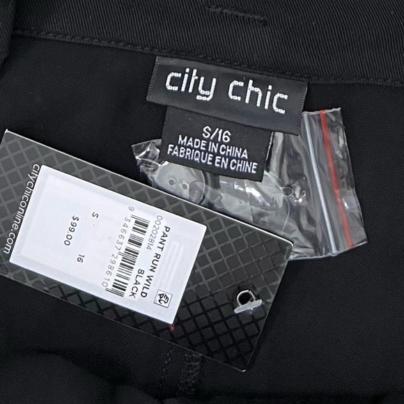 NWT City Chic Run Wild Tie Waist Straight Leg Pants in Black - Picture 4 of 7